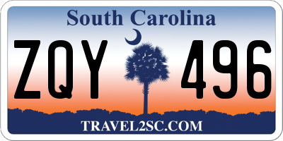 SC license plate ZQY496