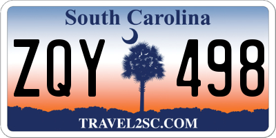 SC license plate ZQY498