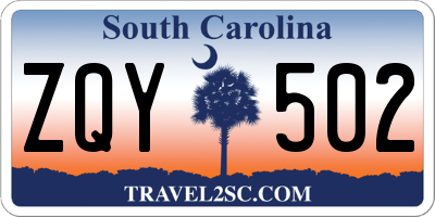 SC license plate ZQY502