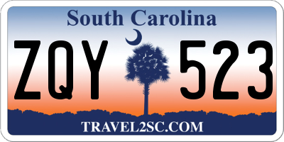 SC license plate ZQY523