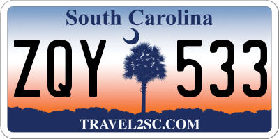 SC license plate ZQY533