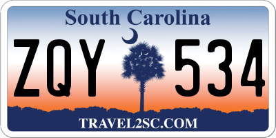 SC license plate ZQY534