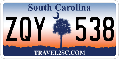 SC license plate ZQY538