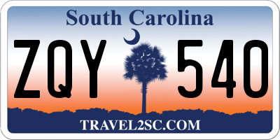 SC license plate ZQY540