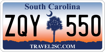 SC license plate ZQY550
