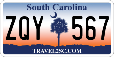 SC license plate ZQY567