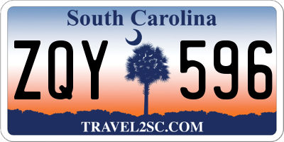 SC license plate ZQY596