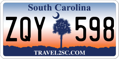 SC license plate ZQY598