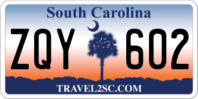 SC license plate ZQY602