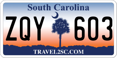 SC license plate ZQY603