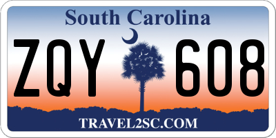 SC license plate ZQY608