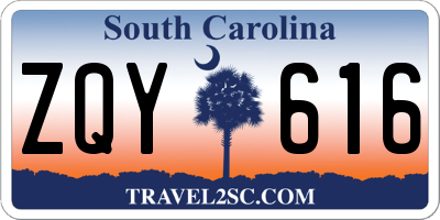 SC license plate ZQY616