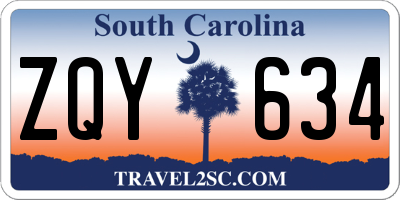 SC license plate ZQY634