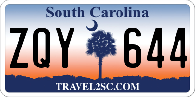 SC license plate ZQY644