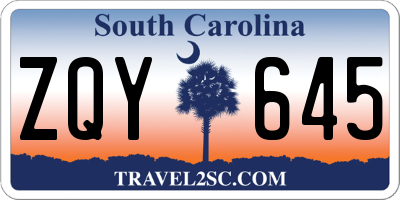 SC license plate ZQY645