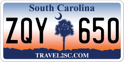 SC license plate ZQY650