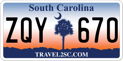 SC license plate ZQY670