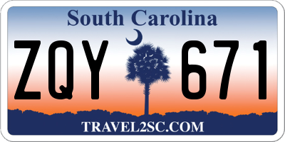 SC license plate ZQY671