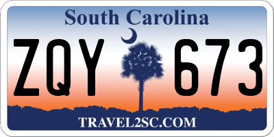 SC license plate ZQY673
