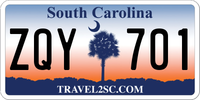SC license plate ZQY701