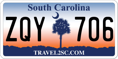 SC license plate ZQY706