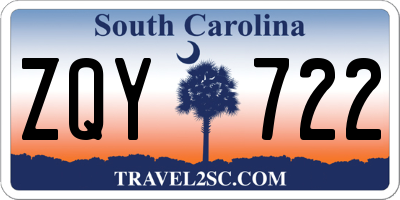 SC license plate ZQY722