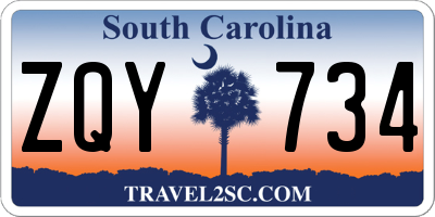 SC license plate ZQY734