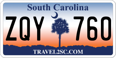 SC license plate ZQY760