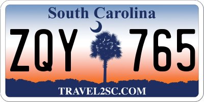 SC license plate ZQY765