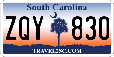 SC license plate ZQY830