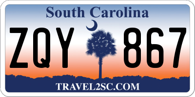 SC license plate ZQY867