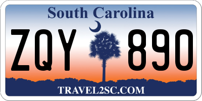 SC license plate ZQY890