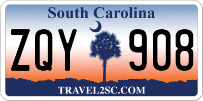 SC license plate ZQY908