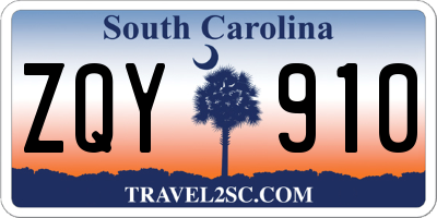 SC license plate ZQY910