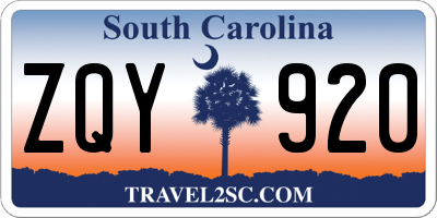 SC license plate ZQY920