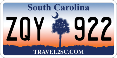 SC license plate ZQY922