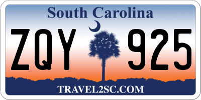 SC license plate ZQY925