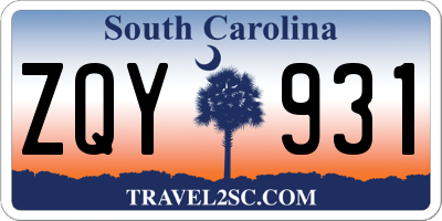 SC license plate ZQY931