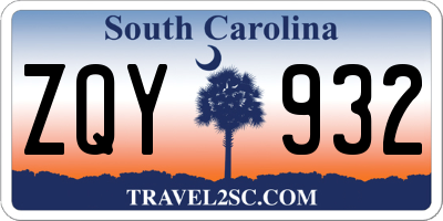 SC license plate ZQY932