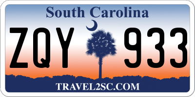 SC license plate ZQY933