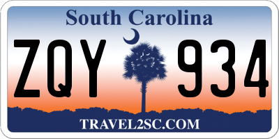 SC license plate ZQY934