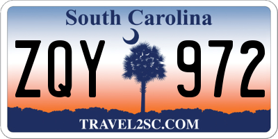 SC license plate ZQY972
