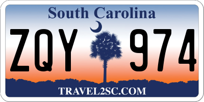 SC license plate ZQY974