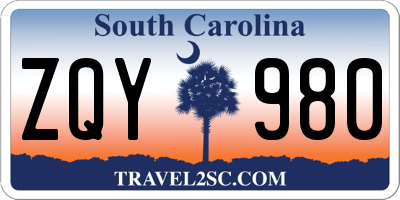 SC license plate ZQY980