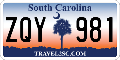 SC license plate ZQY981