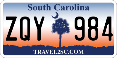 SC license plate ZQY984