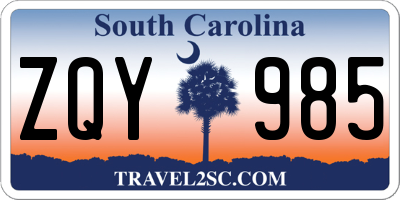 SC license plate ZQY985