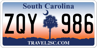 SC license plate ZQY986