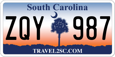 SC license plate ZQY987