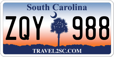 SC license plate ZQY988
